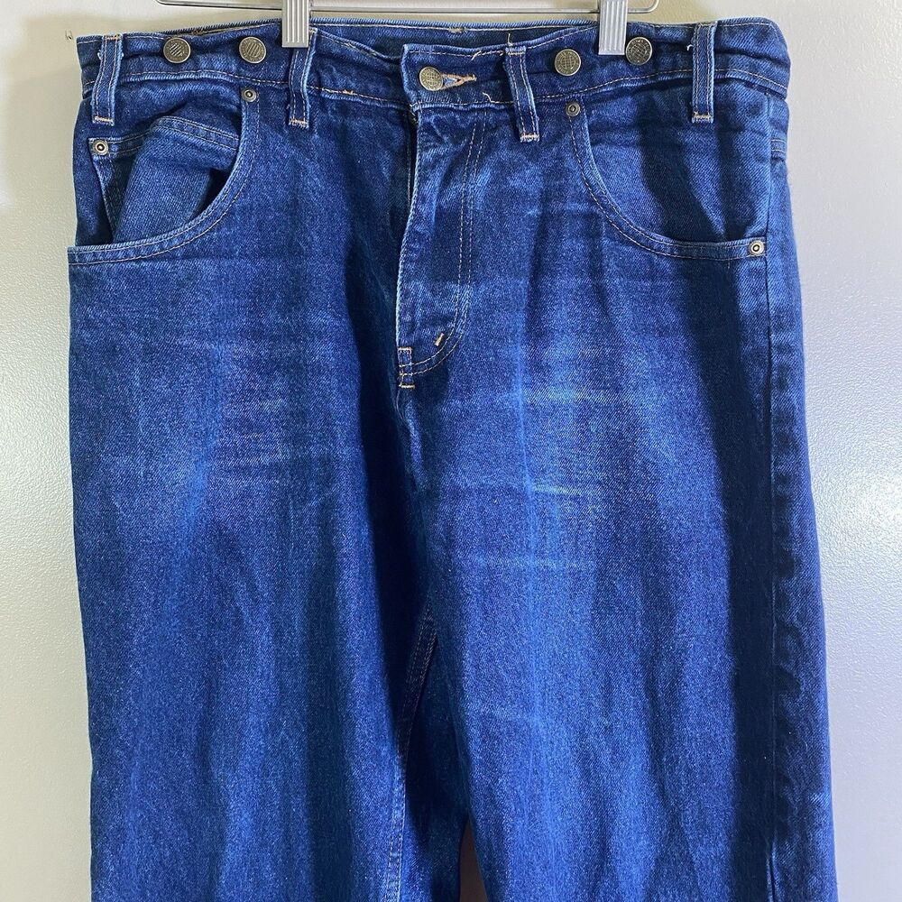 PRSN BLU Prison Blues Jeans Men 36x32  Suspender USA Work Denim Side Pocket Blue